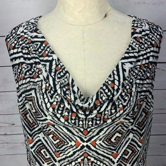 Calvin Klein Woman's Aztec Print Cowl Neck Sleeveless Top Size Large - Picture 3 of 11